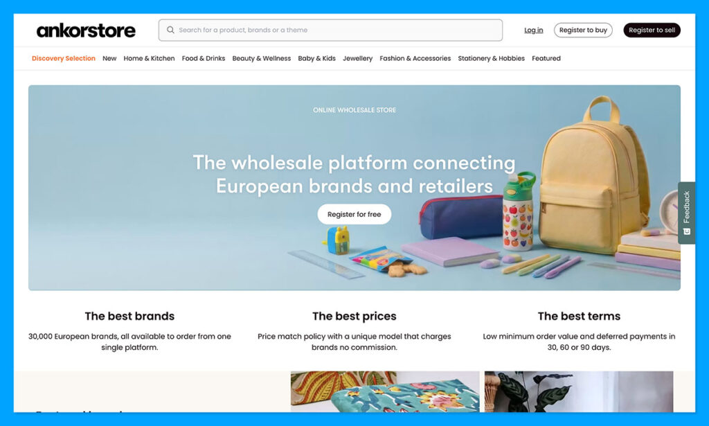 Ankorstore homepage