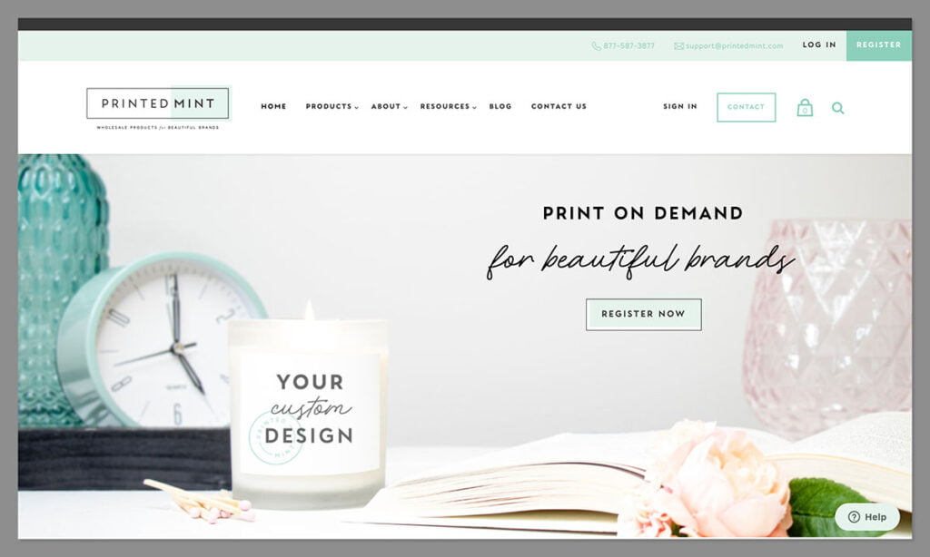 printed mint homepage