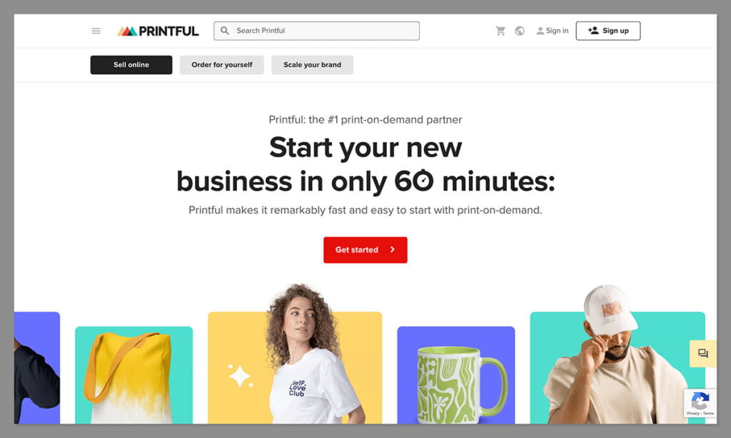 printful homepage - best print on demand companies