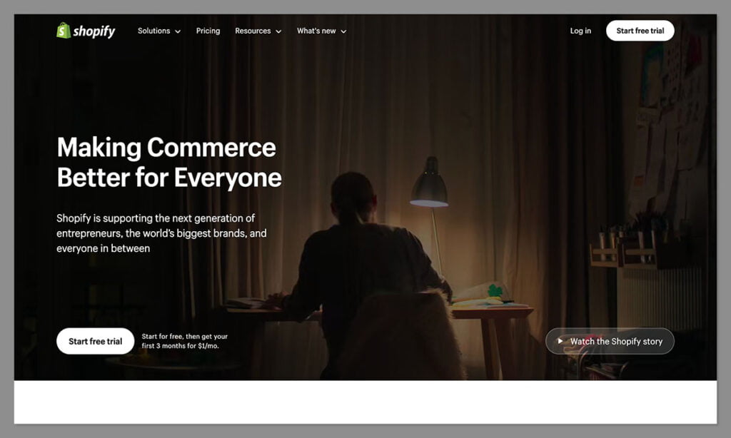 shopify homepage new