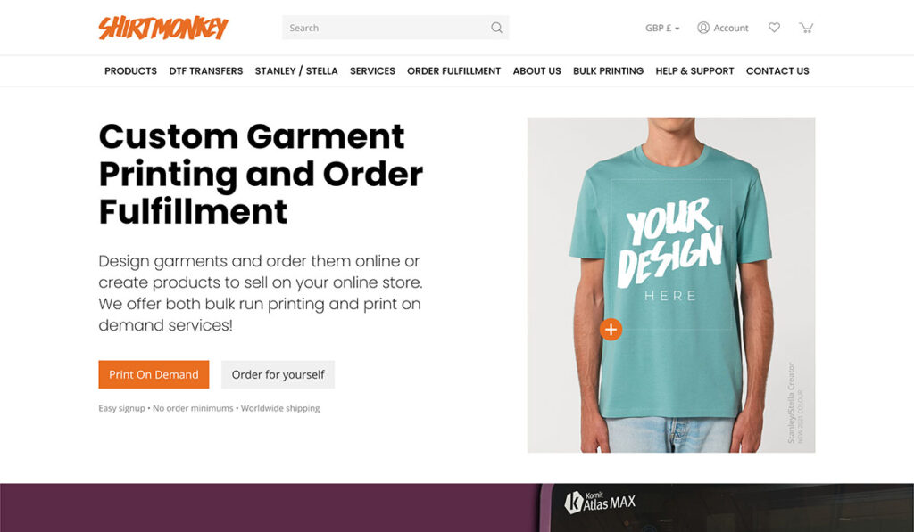 shirtmonkey homepage