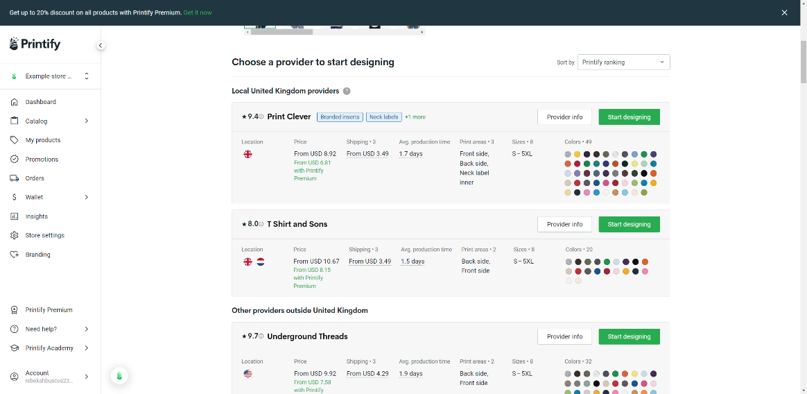 choose printify provider