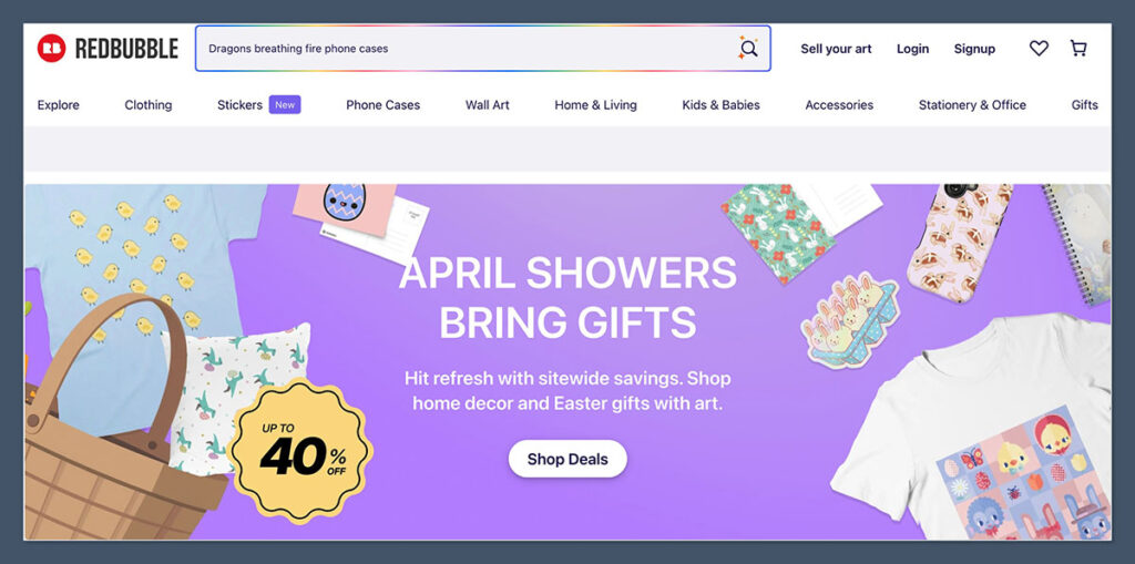 Redbubble Homepage