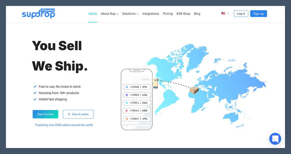 Sup Dropshipping Homepage