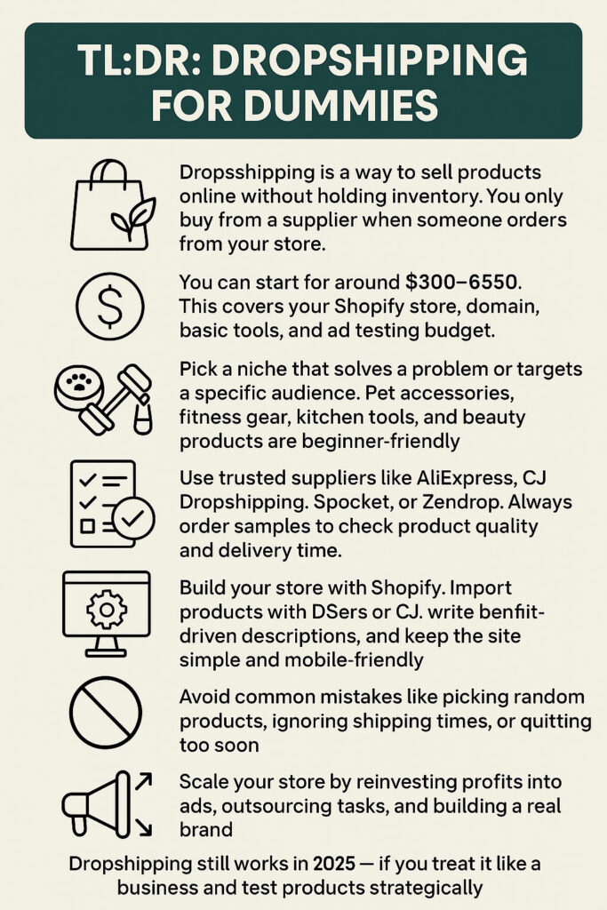 dropshipping for dummies summary